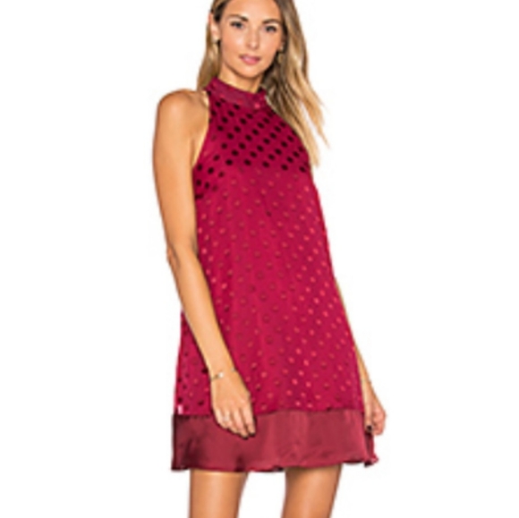 LOVERS + FRIENDS POLKA DOT MOCK NECK SHIFT DRESS M - Picture 2 of 8